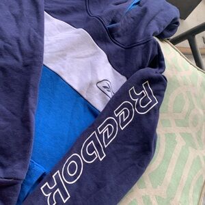 Reebok Hoodie Navy White Blue Hooded Sweatshirt Pullover